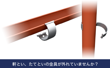 軒とい、たてといの金具が外れていませんか？